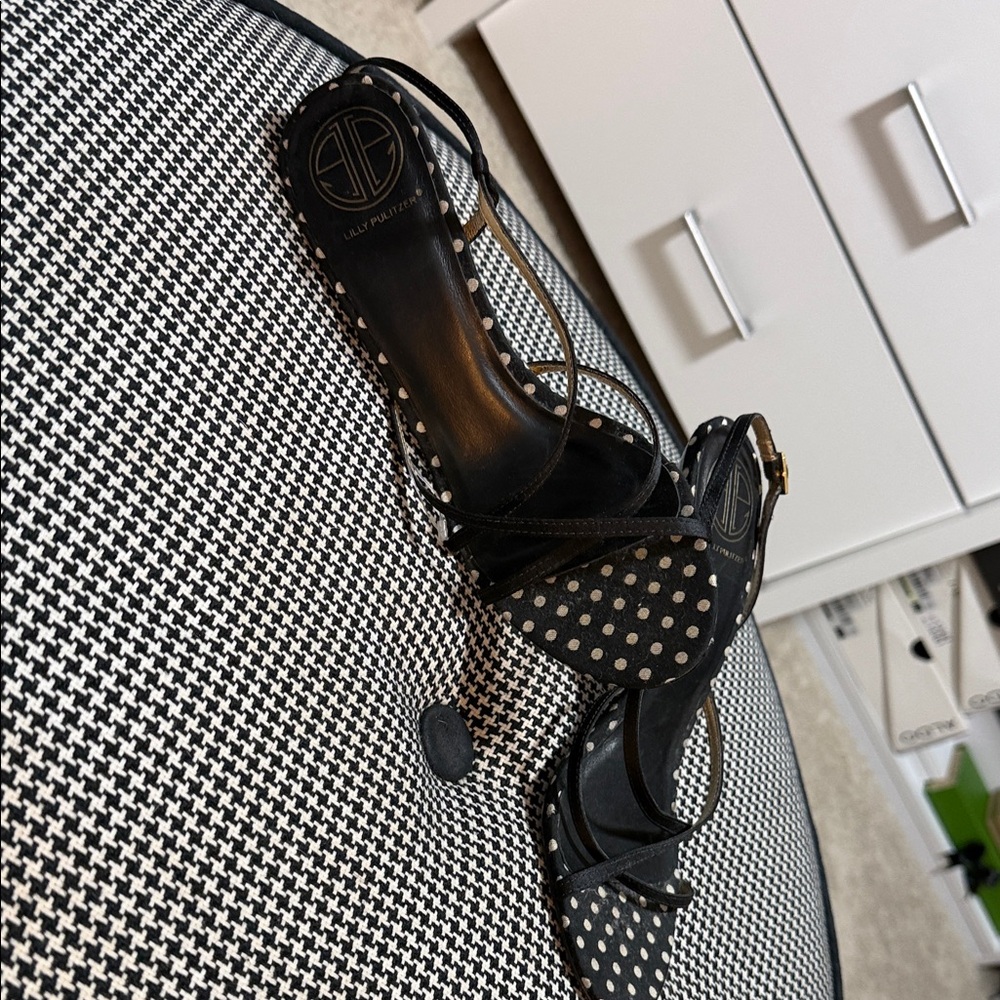 Lilly Pulitzer Black and White Polka Dot Sandals